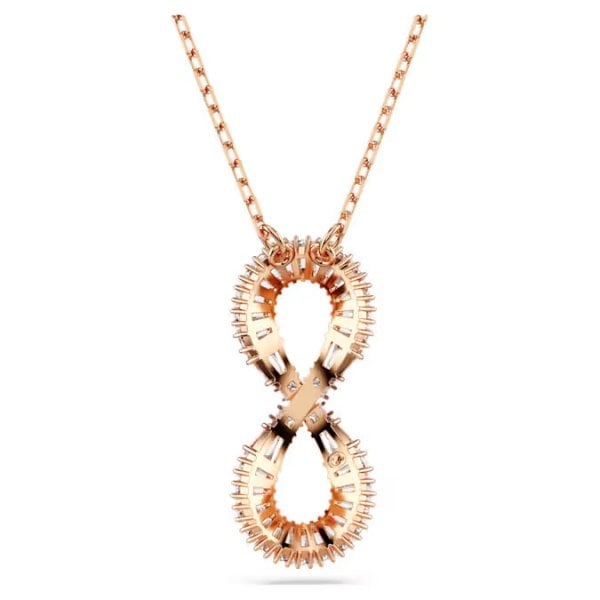 Hyperbola pendant, Infinity, White, Rose gold-tone