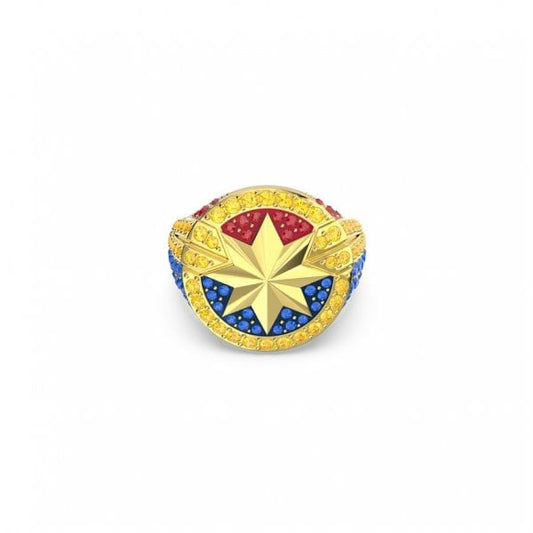 Captain Marvel ring, Multicolored, Gold-tone