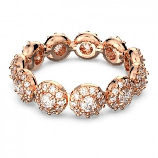 Una Angelic ring, Round cut, White, Rose gold-tone plated