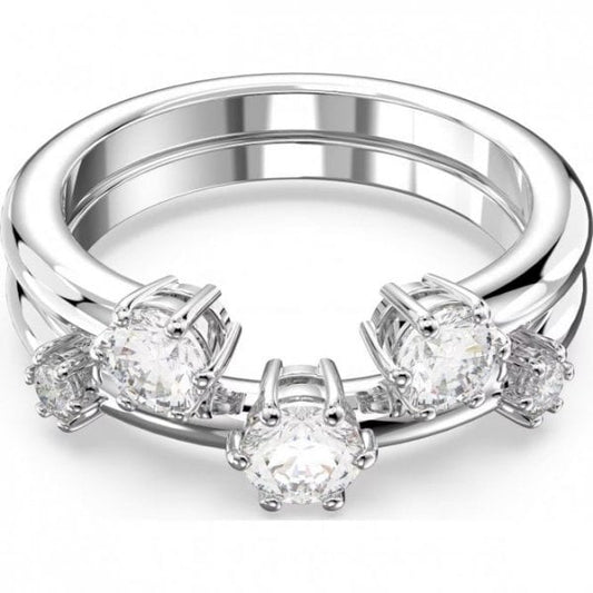 Constella ring, Set (2), Round cut, White, Rhodium plated