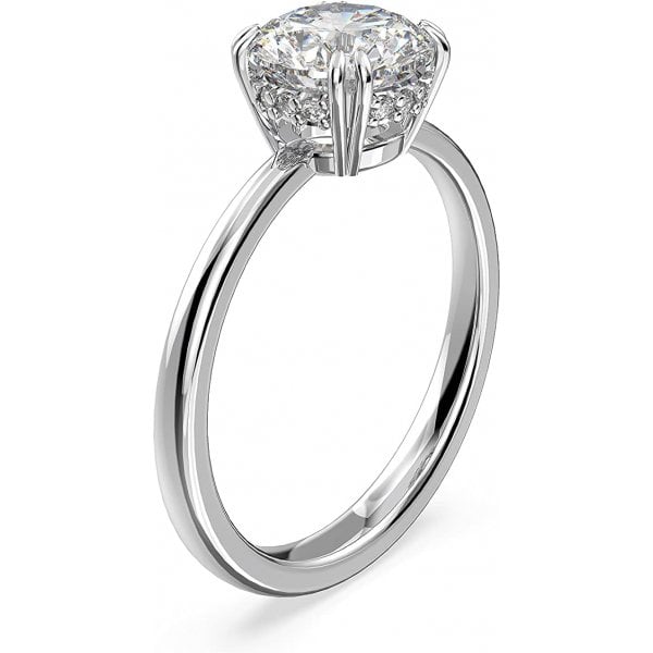 Stilla cocktail ring, Round cut, White, Rhodium S55