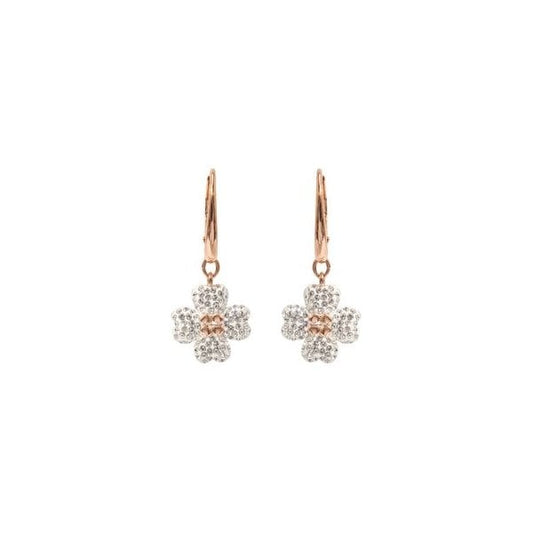 Latisha drop earrings Flower, White, Rose gold