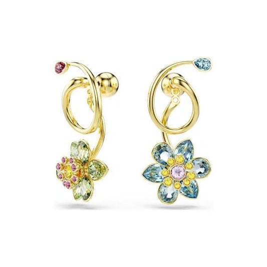 Idyllia drop earrings, Asymmetrical design, Mixed cuts, Flower