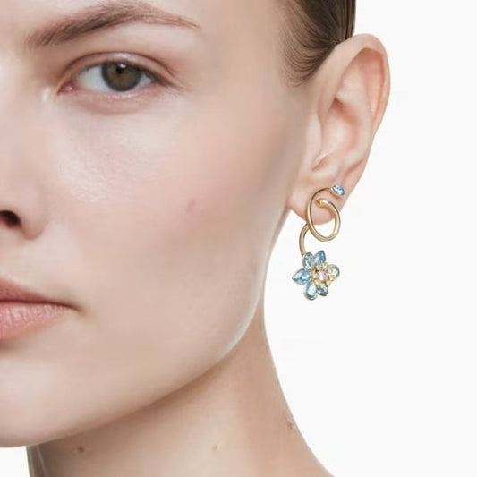 Idyllia drop earrings, Asymmetrical design, Mixed cuts, Flower