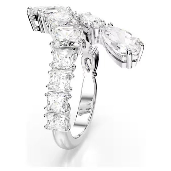 Matrix ring, Mixed cuts, White, Rhodium plated, S50