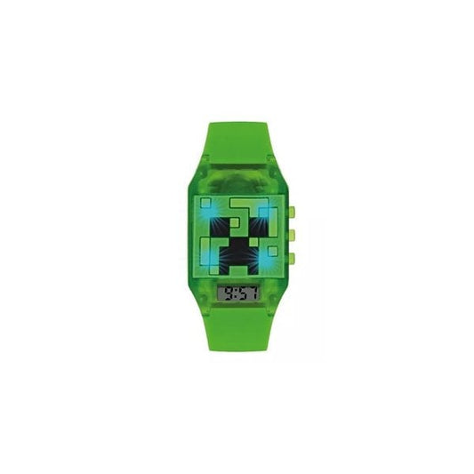Minecraft Boy's Analog Quartz Watch with Green Silicone Strap