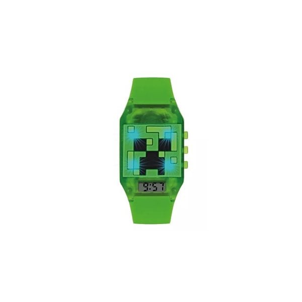 Minecraft Boy's Analog Quartz Watch with Green Silicone Strap