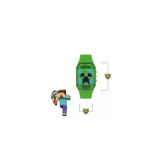 Minecraft Boy's Analog Quartz Watch with Green Silicone Strap