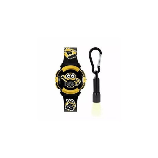 Minions Boys Digital Quartz Watch Silicone Bob Flashing Torch Gift Set