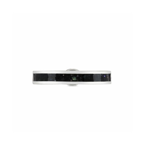 Silver & Black Enamel Interlocking G 3.5mm Ring