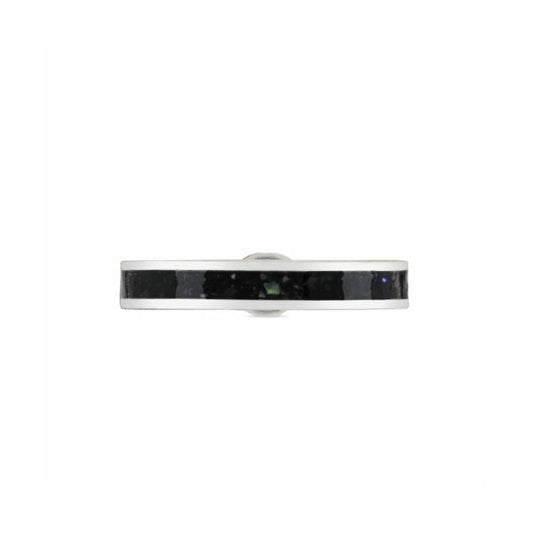 Silver & Black Enamel Interlocking G 3.5mm Ring