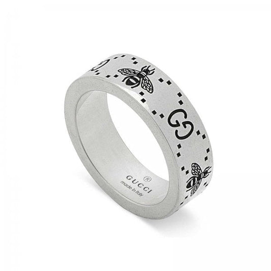 Signature Sterling Silver Bee Motif 6mm Ring