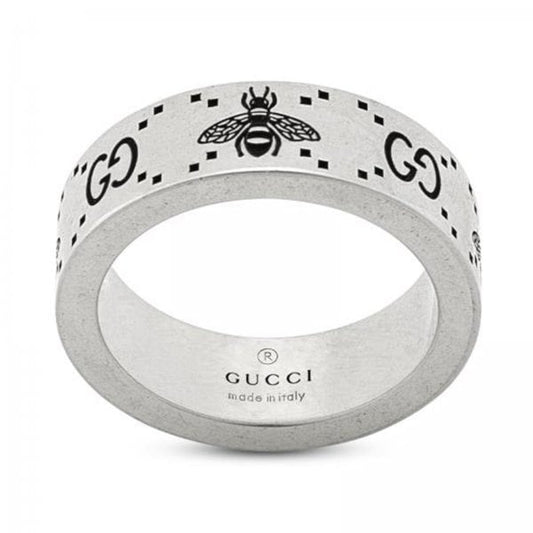 Signature Sterling Silver Bee Motif 6mm Ring