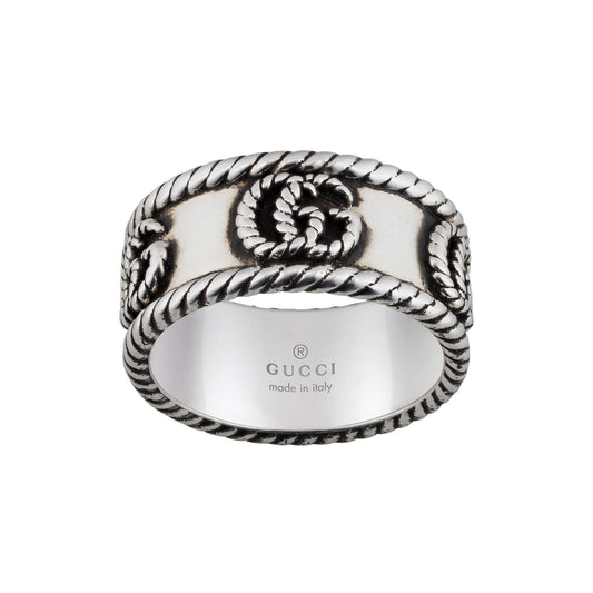 Silver GG Marmont Aged 9mm Ring