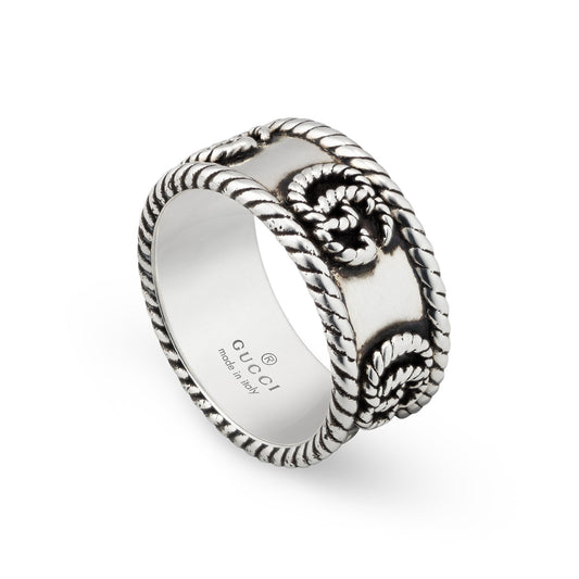 Silver GG Marmont Aged 9mm Ring