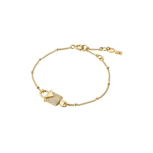 Gold & Clear CZ Padlock Bracelet