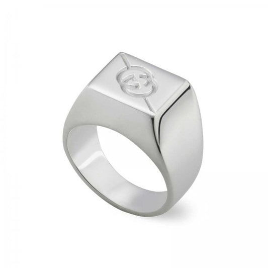 Tag Sterling Silver with Interlocking Logo Signet 19mm Ring