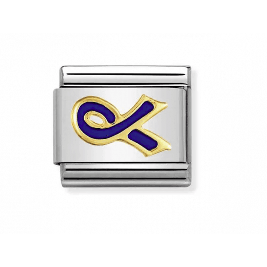Gold Blue Ribbon Charm