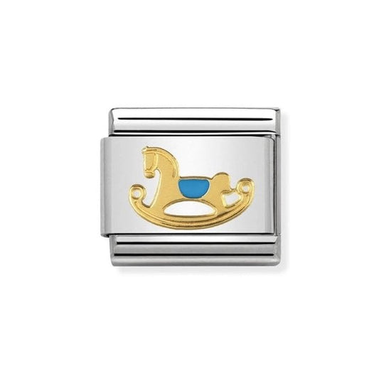 Gold and Blue Rocking Horse Charm