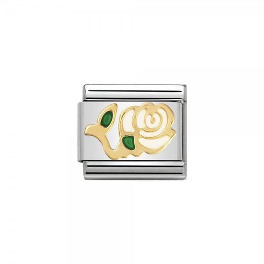Gold White Rose Flower Charm