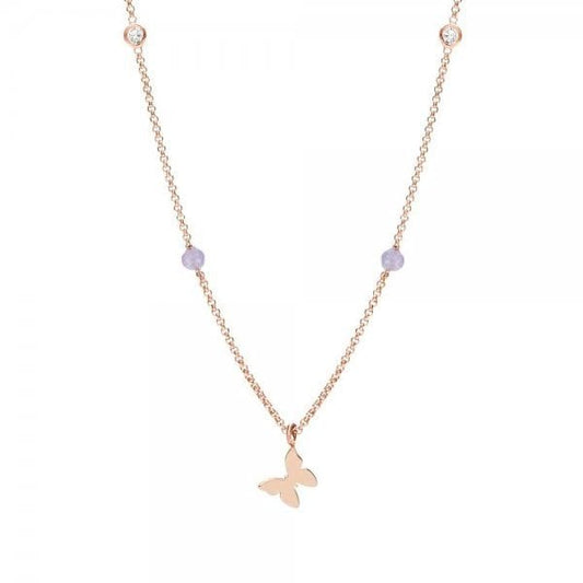 Ladies Bella Gold and Jade Butterfly Necklace
