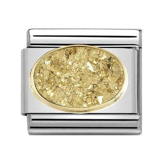 Gold Cosmo Oval Agate Drusie Gold Dust Charm