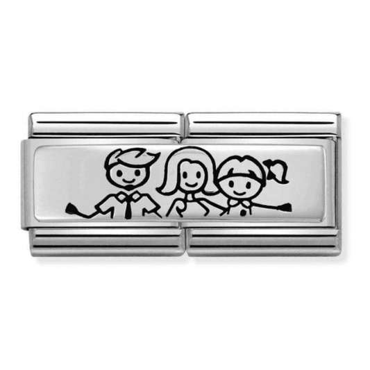 Silver Family With Daughter Charm