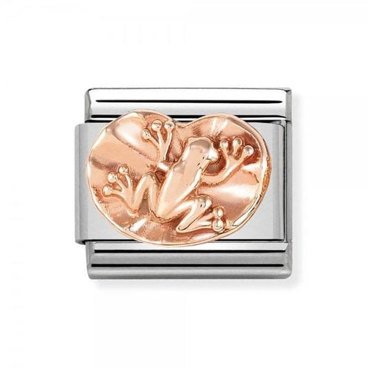 Rose Gold Plate Frog on Water Lily Charm