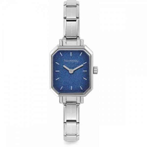 PARIS Blue Glitter Rectangular Dial Ladies Watch