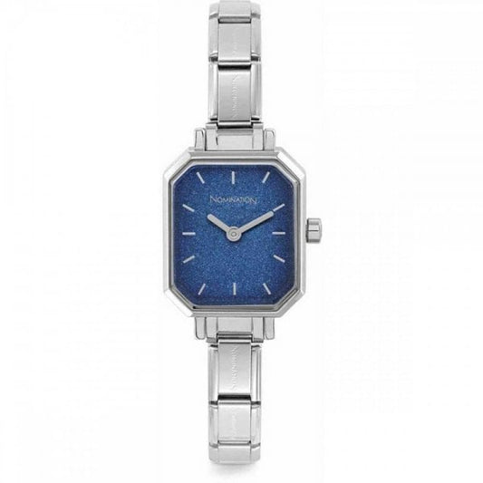 PARIS Blue Glitter Rectangular Dial Ladies Watch