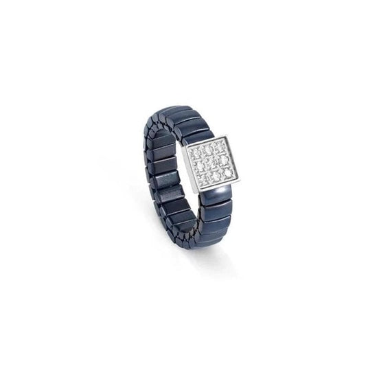Nomination XTE Life Steel & CZ Blue Square Ring, XS