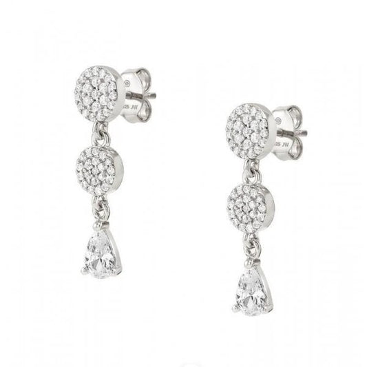 Lucentissima Silver Pave CZ Round Earrings