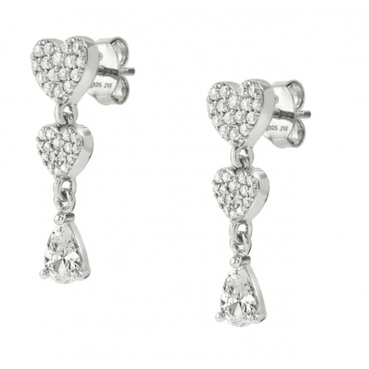 Lucentissima Silver Pave CZ Heart Earrings
