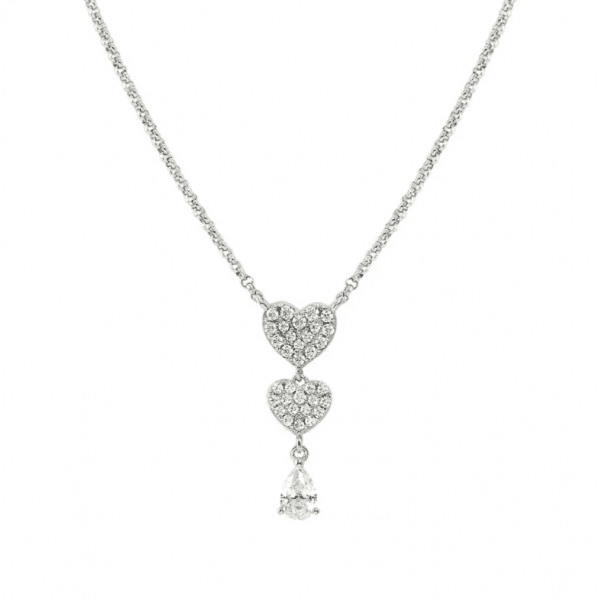 Lucentissima Silver Pave CZ Heart Necklace