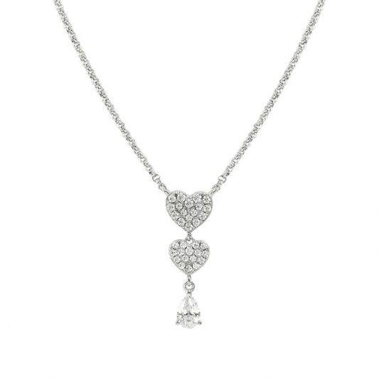 Lucentissima Silver Pave CZ Heart Necklace