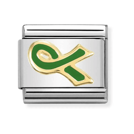 Gold and Green Ribbon Charm