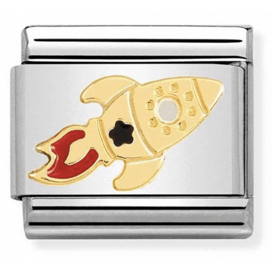 18ct Gold & Enamel Red Rocket Ship Charm