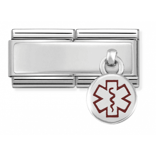Silver Double Medical Alert Tag Charm