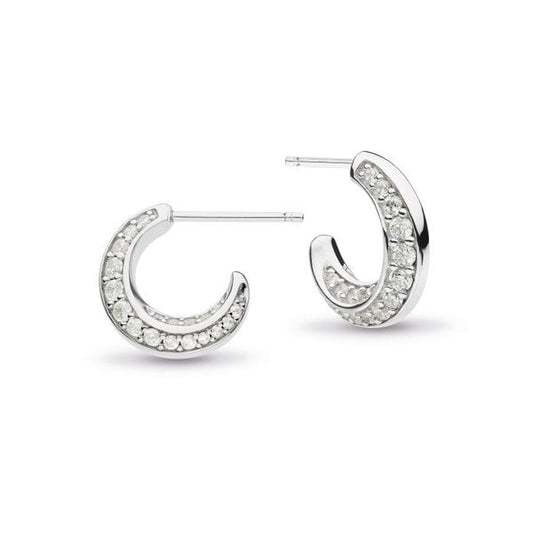 Bevel Cirque CZ Pavé Semi-Hoop Stud Earrings