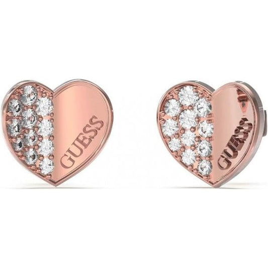 Lovely' Rose Gold Plated 12mm Pavé Heart Stud Earrings