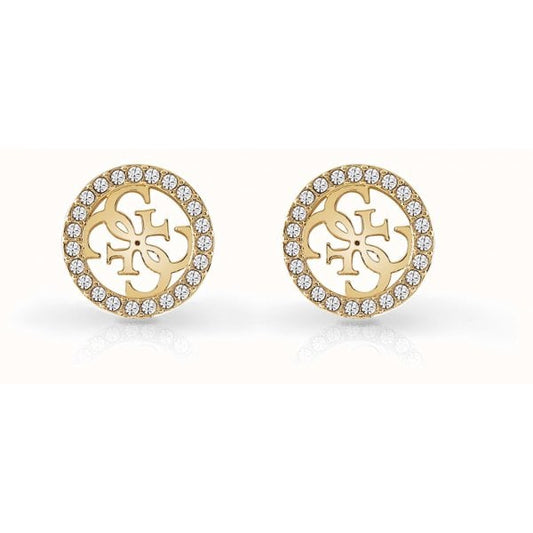 Gold Plated 12mm 4G Logo Crystal-Set Stud Earrings