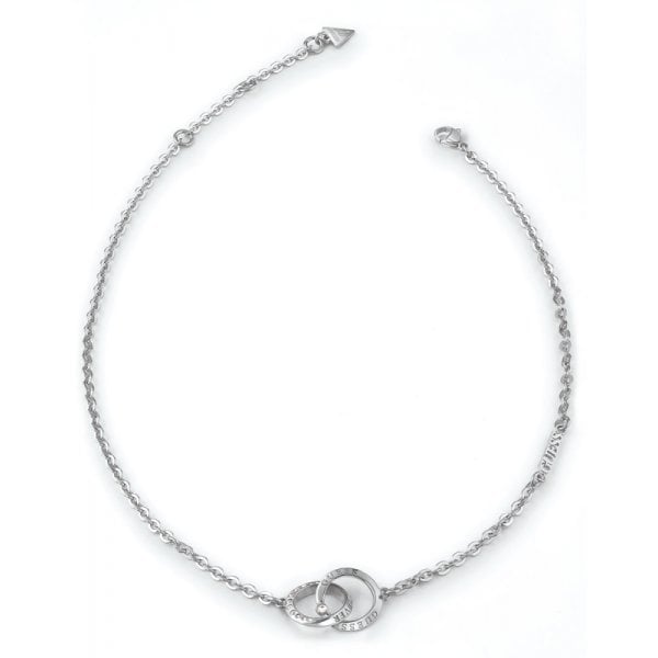 Rhodium Plated 16-18'' Crystal-Set Interlocking Forever Links Necklace