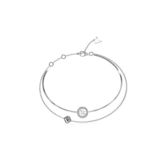 Crystal Detail 4G Logo Charm Bracelet Silver