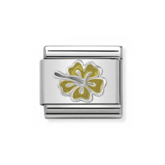 Yellow and Silver Hibiscus Charm