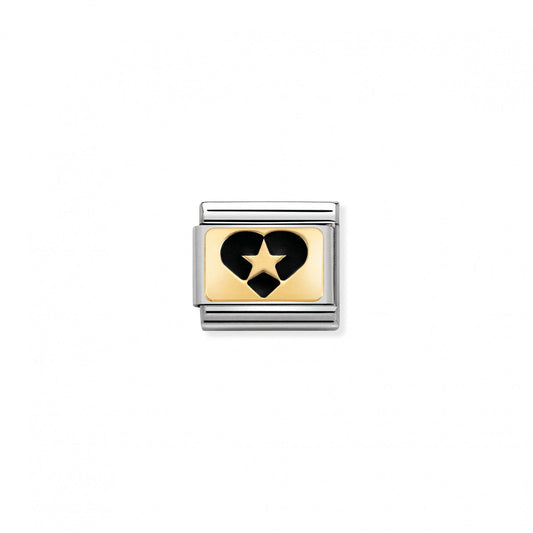 Gold Heart With Black Star Charm
