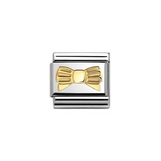 Bow With Stripes Gold Charm