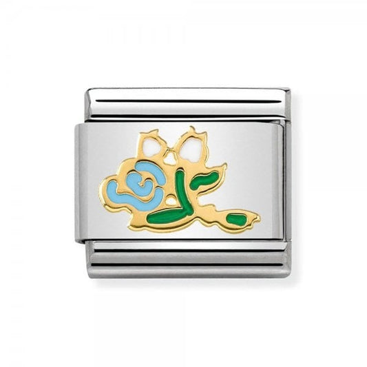Classic Madame Monsieur Gold White Blue Bunch Of Roses Charm