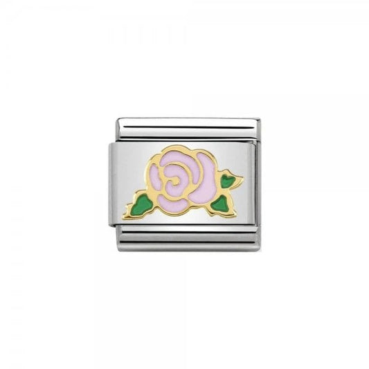 Classic Gold Symbols Pink Rose Charm