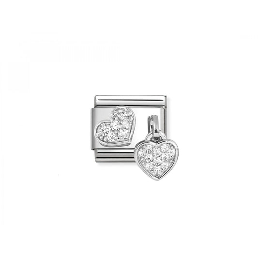 Classic Link, CZ Pav�� Hearts 1 Pendant