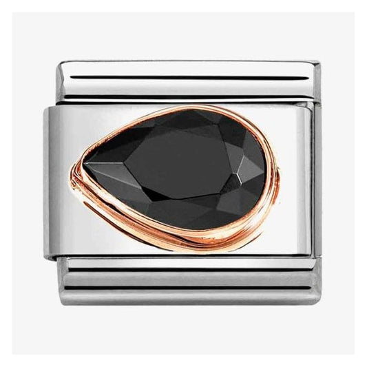 Black Cubic Zirconia Left Drop Charm